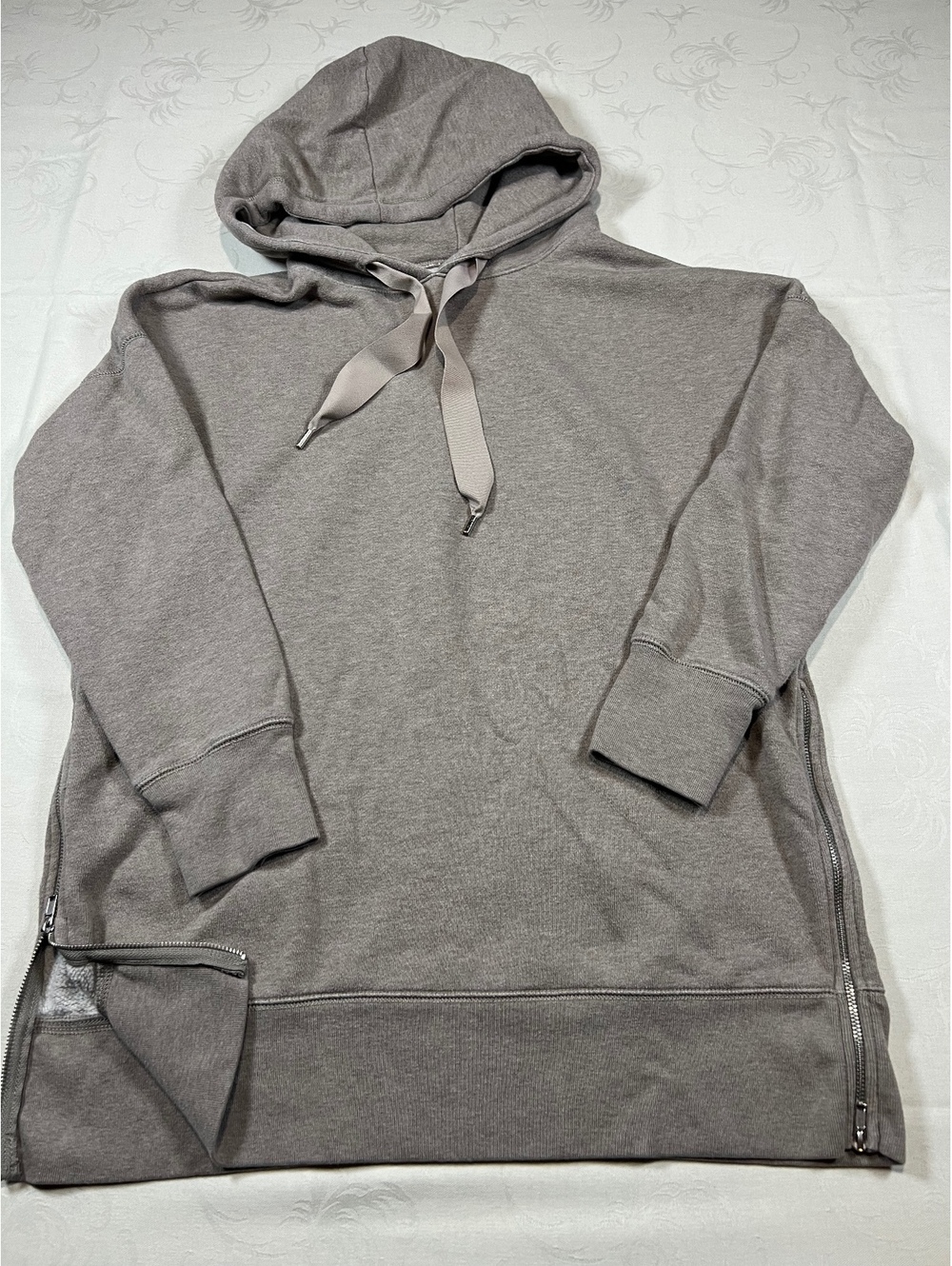 Aerie Brown Fleece Hoodie Side Zippers Size Medium